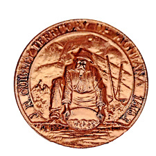 1968 Montana Territory Frontier Town Bronze 30mm Token- Medal in capsule Vintage picture