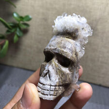 64mm Natural Vintage Hand Carved Crystal Skull cluster specimens 74g A1412 picture