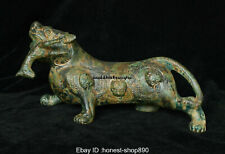 Old China Chinese Antique Bronze Ware Dynasty Animal Tiger Statue Sculpture picture