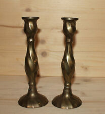 Vintage pair hand crafted brass candlesticks picture