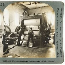 Canadian Linen Mill Machine Stereoview c1908 Keystone Canada Fabric Factory H814 picture