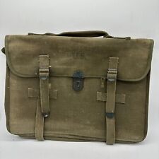 VTG Rare 1950s US Military Officer Canvas Locking Document Briefcase With Keys picture
