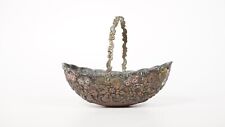 antique bronze relief basket - hand painted late 19th century French super rare picture