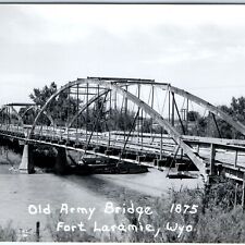 c1940s Fort Laramie, Wyo RPPC 1875 Old Army Bridge Real Photo Postcard WY A93 picture