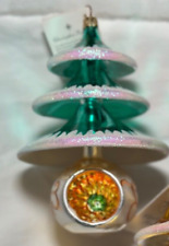 NOS VINTAGE Christopher Radko ELEGANT EVERGREENS Green Reflector Ornament picture