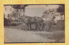 X RPPC real photo postcard 1908-29 MAN ON CARRIAGE BEING PULLED BY HORSEPOWER picture