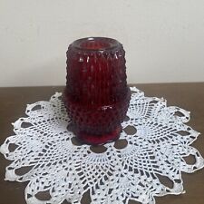 Vintage Fairy Lamp Faerie Ruby Red Diamond Point Candle Light Glass picture