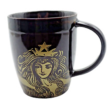 Starbucks 2012  Bone China Siren Mermaid With Crown Brown Gold Coffee Mug Cup picture
