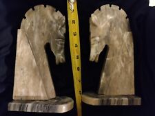 Vintage Carved Marble Horse Head Book Ends. picture