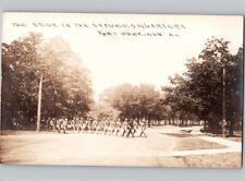 c1910 Soldiers Marching Officer Quarters Fort Sheridan Illinois IL RPPC Postcard picture
