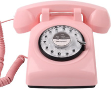Rotary Dial Phone,  Retro Phone 1960'S Vintage Corded Phone, Retro Old (Pink） picture