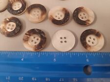 VINTAGE BUTTONS SET OF 12 PEARL BEIGE BROWN  TUZ3628 picture