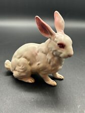 Vintage Lefton White Albino Bunny Rabbit Figurine Pink Eyes picture