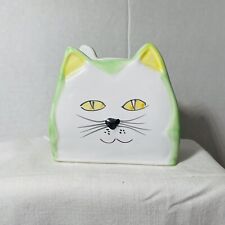 Vintage Pier 1 Italy Cat Letter Holder Signed Ceramic Art Pottery Kitty Kitten picture