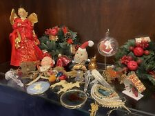 Large Lot Vintage ornaments Japan, Brass, Spun Cotton, Bells, Angels, Glass picture