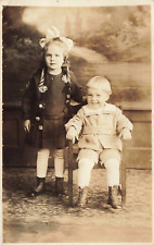 Postcard RPPC Early Photo Brother Sister Young Children picture