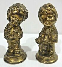 Vintage Brass Boy and Brass Girl Unique Paper Weights from Canada picture