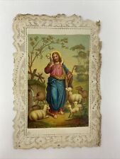 1905 Antique Lace Prayer Card Jesus Christ Lambs Shepherd Catholic picture