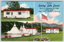 1959 SUNNY SIDE COURT MOTEL TEEPEES BLACK HILLS HILL CITY SOUTH DAKOTA POSTCARD picture