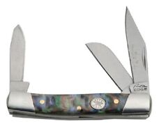 Small Stockman 3 Blade Folding Pocket Knife - Imitation Abalone Handles - 72-PU picture