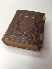 Vintage 1880’s Leather Bound Book Of 40 Photographs Brown- Biles Family Gilted  picture