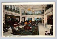 Chicago IL-Illinois, Hotel Atlantic Lobby, Advertising Vintage Postcard picture