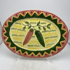 Hausen Ware 16 x 12 oval Southwest Pepper Platter Pink Green Yellow Ceramic picture