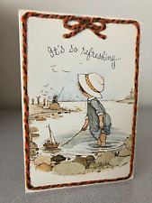 Vintage Unused Holly Hobbie Greeting Card, Friendship, Fishing, Marine Setting picture