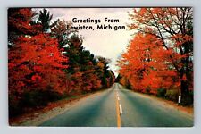 Lewiston MI-Michigan, Scenic Greetings, Autumn, Roadway, Vintage Postcard picture