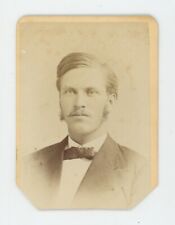 Antique CDV Circa 1870s Handsome Young Man With Mustache Marston Bangor, ME picture