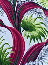Orgasmic DECO 1930's Hawaiian TORCH GINGER Leafy Plumes Barkcloth Vintage Fabric picture