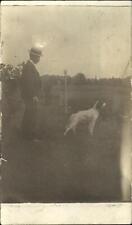 Man with hunting dog ~ UDB c1905 real photo RPPC to Anna Axelstrom BROOKLYN NY picture