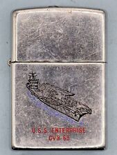 Vintage 1996 USS Enterprise CVN-65 High Polish Chrome Zippo Lighter picture