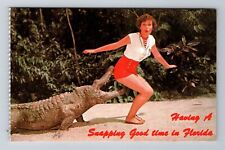 Having A Snapping Good Time In Florida, Comic, Alligator, Vintage Postcard picture