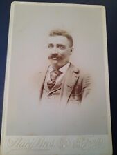 Antique Cabinet Card Antique Photo Young Man Late 1800s Alton NY Stacy Brothers  picture