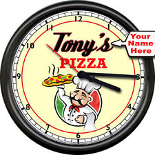 Personalized Your Name Kitchen Pizza Restaurant Italian Chef Sign Wall Clock picture