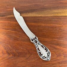 LARGE GORHAM ROCOCO SOLID STERLING SILVER LETTER OPENER PIERCED FLORAL & SCROLL picture