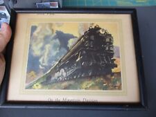 Vtg 30s 40s Locomotive, Train Print, Painting: On the Mountain Division, Framed picture
