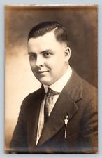 RPPC Young Sharp Looking Man ANTIQUE Postcard AZO 1904-1919 picture