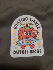 Dutch Bros Sticker May 2024 Chasing Waves Good Vibes Surfing Strawberry picture