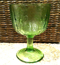 Vintage Green Glass Pedestal, 1978 FTD Leaf Flower, Planter, Candy Dish, EUC picture