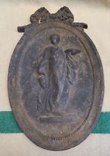 Antique Victorian Cast Iron Hanging Plaque with Roman Woman Goddess picture