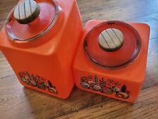2 Vintage Orange Rubbermaid Mushroom Canister 16, 10 Cup Candy Jar Canister picture