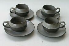Vintage Danish Ditlev Ceramic Miniature Tea Cups with Saucers 8 Pcs Set Denmark picture