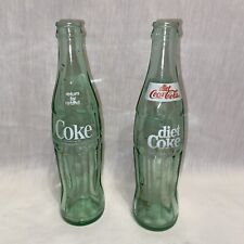 2 Vintage Green Glass Coca-cola ￼and Diet Coke Bottles  10 oz. picture