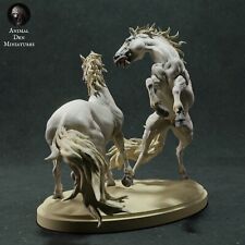 Breyer resin Model Horse Fighting Camargue Horses Set Of Two- White Resin SM picture