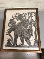 VINTAGE FRAMED TEMPLE RUBBING WITH ELEPHANT THAI? 21 1/2 X 17 1/2 X 5/8”  picture