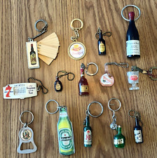 Keychain Lot Of 14 Liquor Fine Wine Beer & Spirits Keyrings-Vintage-Modern picture