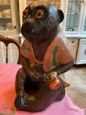 Antique MONKEY with Glass Eyes Holding FRUIT Figure Very Rare Beautiful Vintage picture