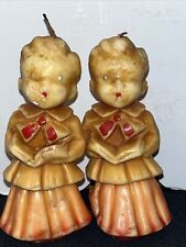 (2) Vintage 1950s Christmas GURLEY Candles Choir Girl and Boy 3” Tall picture